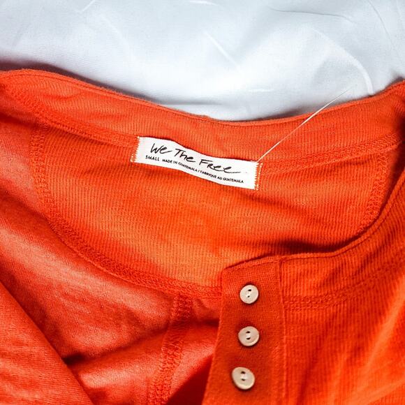 We the Free New orange Back at It oversized slouchy thermal henley size S - Picture 9 of 15